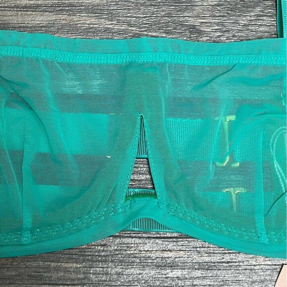 NWT We are HAH Free People Bra Fits 30-38C Teal Mesh Sheer 30C 32C 34C 36C 38C - Picture 8 of 14